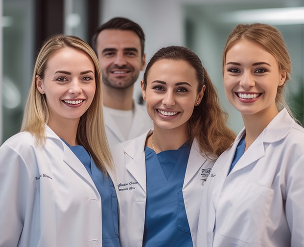 Dental team smiling