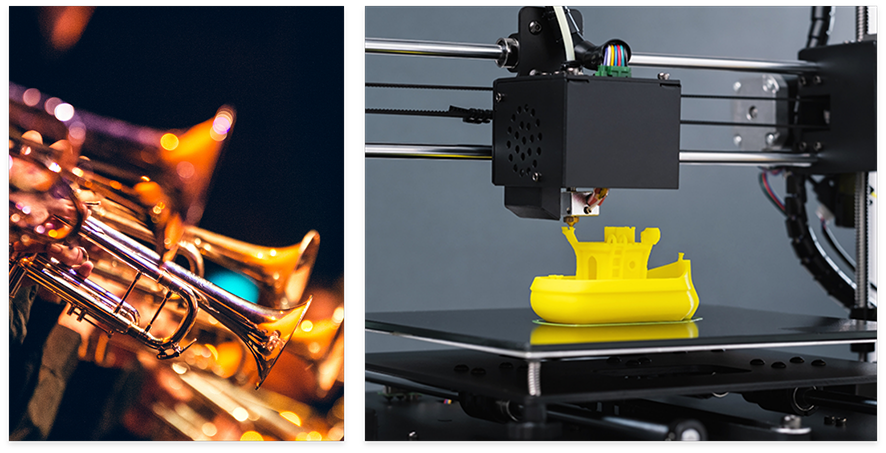 3 D printer creating a small toy boat